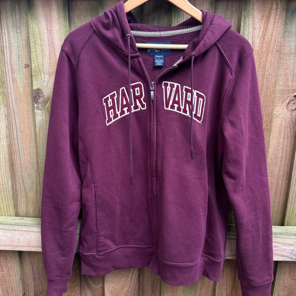 Jansport Harvard University burgundy zip up hoodie Size Large